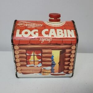 Log Cabin Syrup 100th Anniversary Vintage 1987 Tin 24oz General Foods